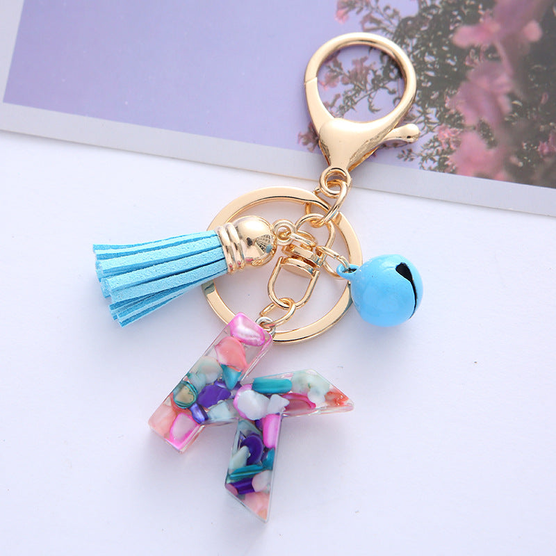 Wholesale English Alphabet Tassel Pendant Resin Drop Glue Keychains